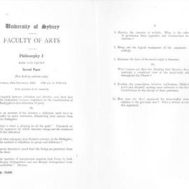 Philosophy I Second Paper Usyd students, 1952