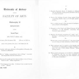 Philosophy II Metaphysics Second Paper N.E.U.C. students, 1952