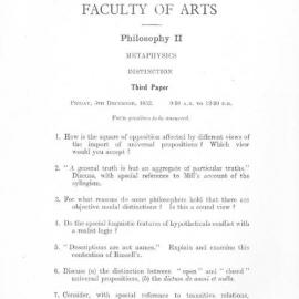 Philosophy II Metaphysics Distinction Third Paper, 1952