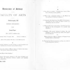 Philosophy III Modern Philosophy Second Paper N.E.U.C. students, 1952