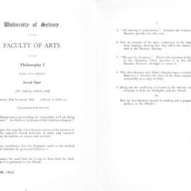 Philosophy I Second Paper, 1953