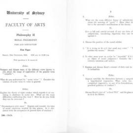 Philosophy II Moral Philosophy First Paper, 1953