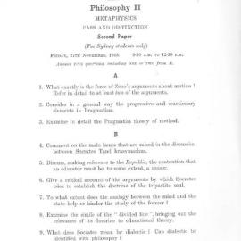 Philosophy II Metaphysics Second Paper, 1953