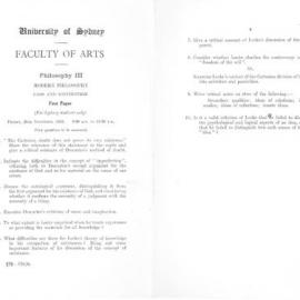 Philosophy III Modern Philosophy First Paper, 1953