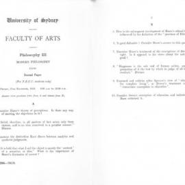 Philosophy III Modern Philosophy Second Paper N.E.U.C. students, 1953