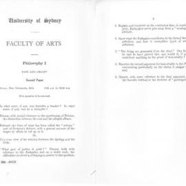 Philosophy I Second Paper, 1954