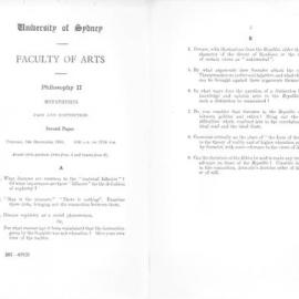 Philosophy II Metaphysics Second Paper, 1954