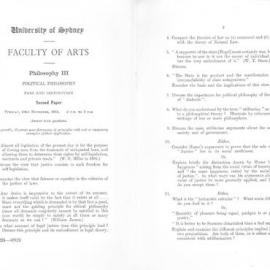 Philosophy III Political Philosophy Second Paper, 1954