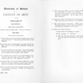 Philosophy II Metaphysics First Paper, 1955