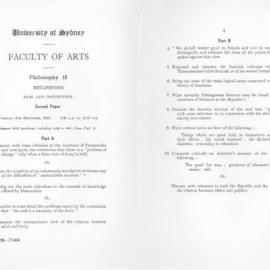 Philosophy II Metaphysics Second Paper, 1955