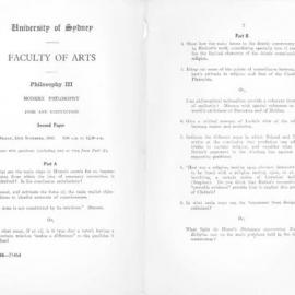 Philosophy III Modern Philosophy Second Paper, 1955