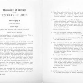 Philosophy I Second Paper, 1956
