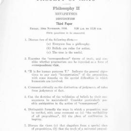 Philosophy II Metaphysics Distinction Third Paper, 1956