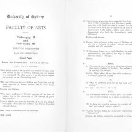Philosophy II and III Political Philosophy Second Paper, 1956