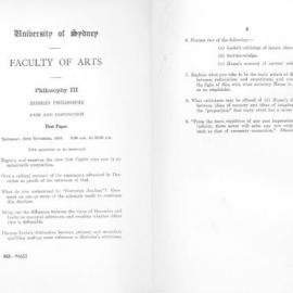 Philosophy III Modern Philosophy First Paper, 1956