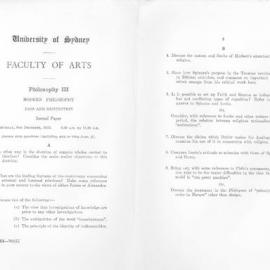 Philosophy III Modern Philosophy Second Paper, 1956