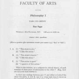 Philosophy I First Paper, 1957