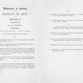 Philosophy II Metaphysics Second Paper, 1957