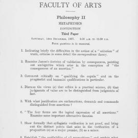Philosophy II Metaphysics Distinction Third Paper, 1957