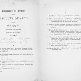 Philosophy III Modern Philosophy Second Paper, 1957