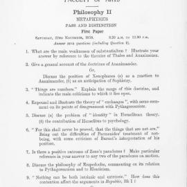 Philosophy II Metaphysics First Paper, 1958