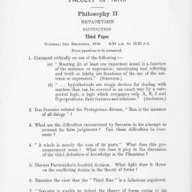 Philosophy II Metaphysics Distinction Third Paper, 1958