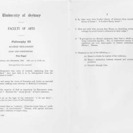 Philosophy III Modern Philosophy First Paper, 1958