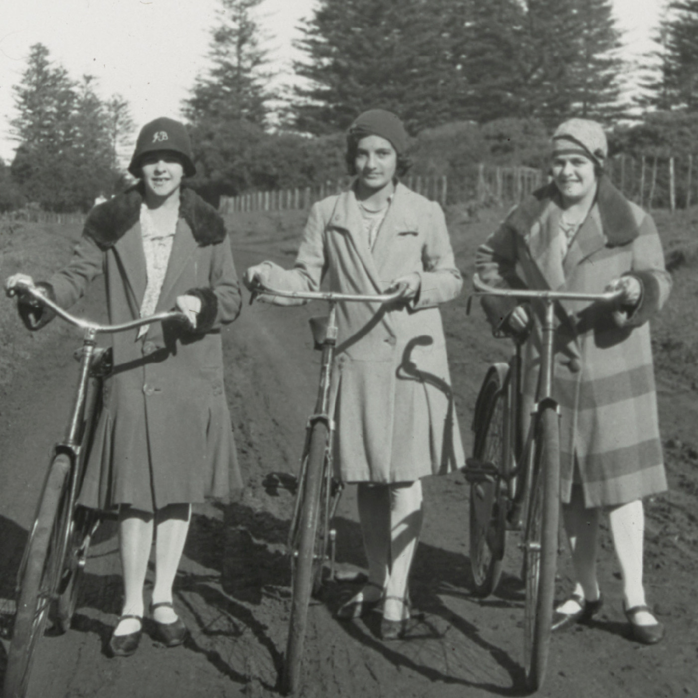 Violet Christian with two members of the Baily family, Norfolk island