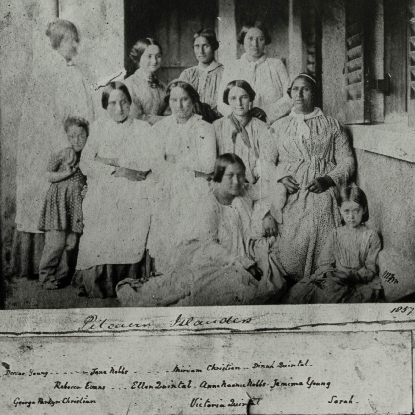 Group photo of Pitcairn Islanders, 1857
