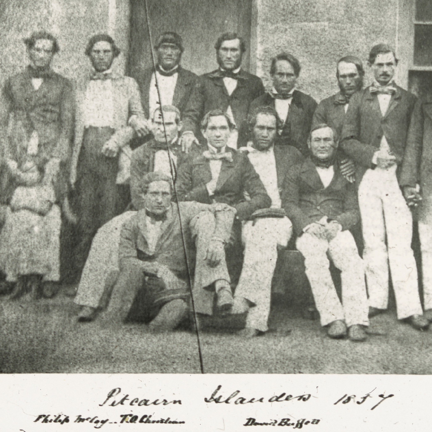Group photo of Pitcairn Islanders, 1857
