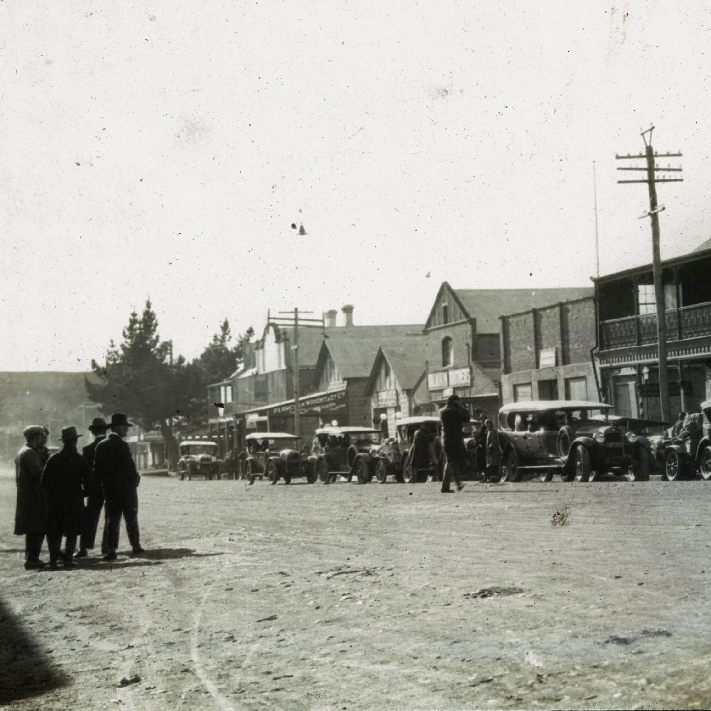 Cars lined up down main street