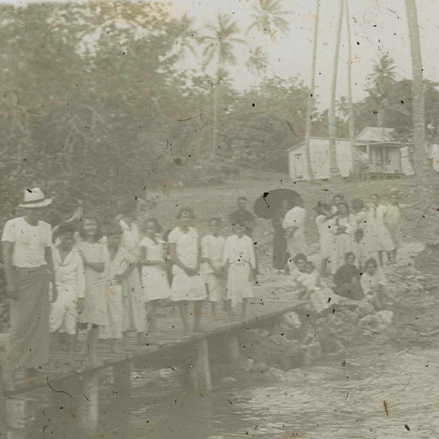 Gathered on a small jetty