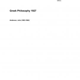 Greek Philosophy 1927 