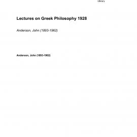 Lectures on Greek Philosophy 1928 