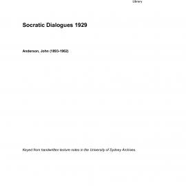 Socratic Dialogues 1929 