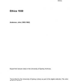  Ethics 1930 