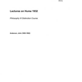 Lectures on Hume 1932 