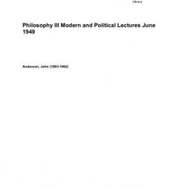 PHILOSOPHY III Modern and Political 1949
