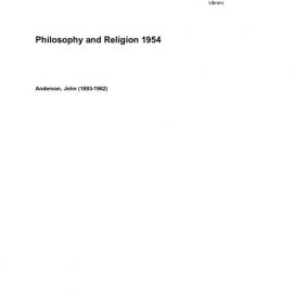 Philosopy and Religion 1954 