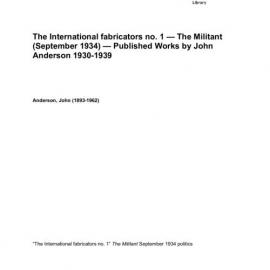 The International fabricators no. 1 — The Militant (September 1934) — Published Works by John Anderson 1930-1939 