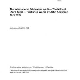 The International fabricators no. 3 — The Militant (April 1935) — Published Works by John Anderson 1930-1939 