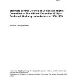 Stalinists control Defence of Democratic Rights Committee — The Militant (December 1935) — Published Works by John Anderson 1930-1939 