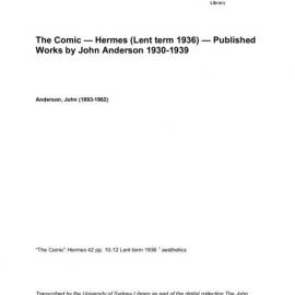 The Comic — Hermes (Lent term 1936) — Published Works by John Anderson 1930-1939 
