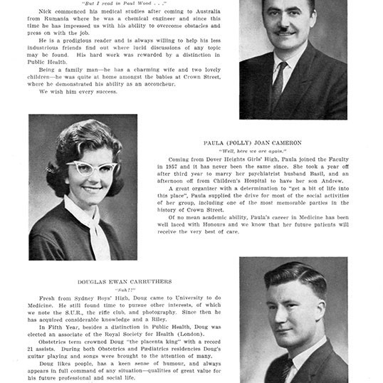 1963 Senior year book, Faculty of Medicine, University of Sydney