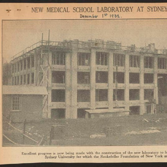 Photograph album of the construction of the new Medical School Laboratory at the University of Sydney.