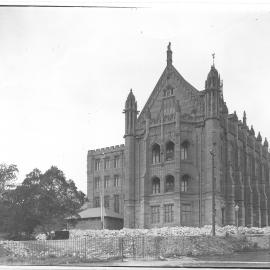 A rear view of the original Fisher Library just after its completion