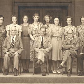 Fisher Library staff, including H. M. Green and E. V. Steel