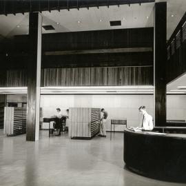 Fisher Library, Level 3 entrance, with catalogues and horseshoe desk