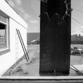 Broken window with ladder