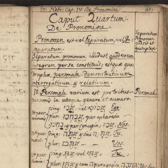 Compendium grammaticæ Hebrææ : iuxta principia celeberrimi D. Georgii Polier, V.D.M. et in Acamedia Lausannensi Linguarum Orientalium, Catechesis et Antiquitatum Judaïcarum Professori meritissimi.